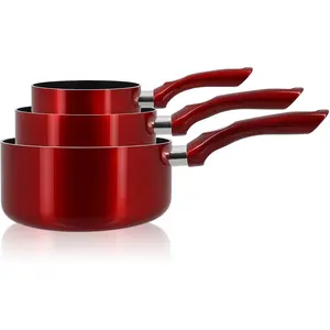 Menastyl Cuisson - 3 Casseroles Cerise induction rouges T.U pas cher