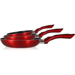 Set 3 poêles cerise en aluminium compatible induction 20/24 et 28cm Menastyl pas cher