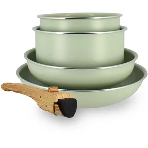 Comparateur de prix : Set de 5 pièces cuisson en aluminium recyclé celadon Menastyl