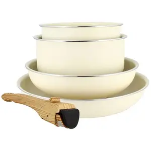 Set de 5 pieces cuisson en aluminium recycle creme Menastyl pas cher