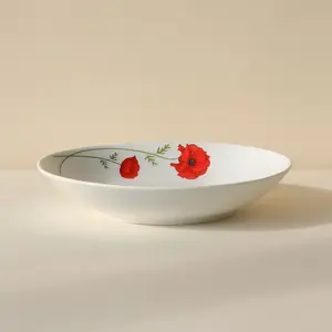 Novastyl Lot de 6 assiettes creuses porcelaine blanche avec dessin 20,5cm pas cher