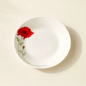 Comparateur de prix : Lot de 6 assiettes desserts en porcelaine 19,5cm, COQUELICOT