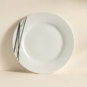 Lot 6 assiettes plates carbone 27cm en porcelaine blanc Novastyl pas cher
