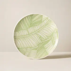 Novastyl Lot de 6 assiettes plates 26cm en grès à motif vert