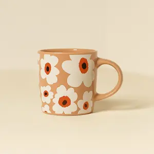 Lot 6 mugs marguerite 34cl en gres terracotta Novastyl pas cher
