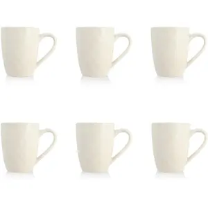 Lot de 6 mugs 33cl blanc mat en grès
