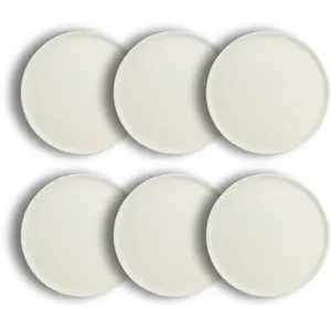 Comparateur de prix : Lot de 6 assiettes plates texturées 27cm en grès blanc mat