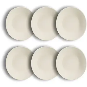 Comparateur de prix : Lot de 6 assiettes creuses texturées 21cm en grès blanc mat