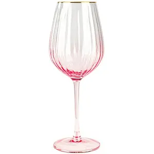 Lot de 4 verres à pied en verre 57,5cl rose