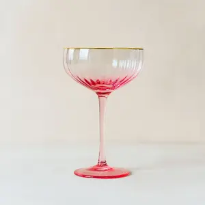 Novastyl Lot de 4 coupes en verre 31cl rose pas cher