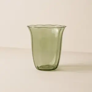 Lot de 4 gobelets en verre en forme de fleur 35,5cl verts
