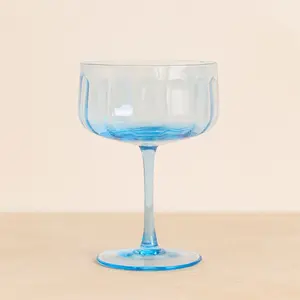 Lot de 4 coupes en verre 36,5cl bleues