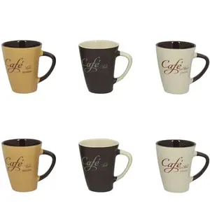 Novastyl Lot de 6 mugs en grès 3 couleurs assorties 30cl pas cher