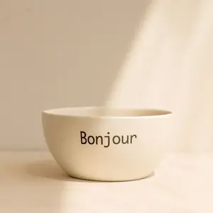 NOVASTYL - Lot 6 bols bonjour 58cl en grès blanc - 2414206 pas cher