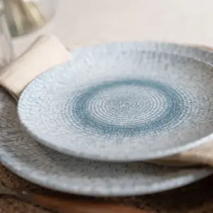 Novastyl Lot de 6 assiettes à dessert en porcelaine blanche et bleue 20cm pas cher