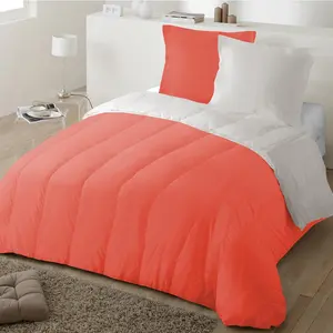 Colas Normand - Couette Bicolore corail/gris - 140x200 cm 140x200 cm pas cher