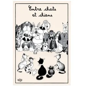 Comparateur de prix : T&B Maison Winkler - Torchon Dubout Entre Chats et Chiens ecru 48 x 72 cm Winkler