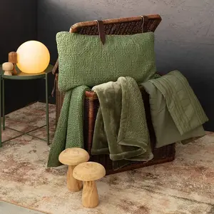 3S. x Home Vivaraise Jeté Stonewashed Tana Amande 180 x 260 cm pas cher