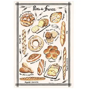 T&B Maison Winkler - Torchon Pains de France ecru 48 x 72 cm Winkler pas cher