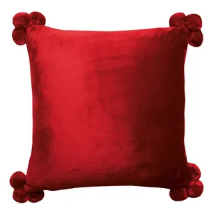3S. x Home Coussin Tender pompons Rubis pas cher