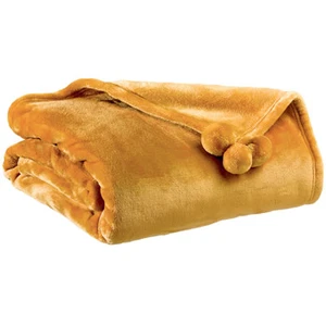 3S. x Home Plaid Tender pompons Ocre pas cher
