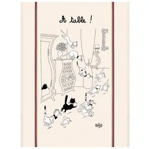 Maison Vivaraise Grand Torchon Dubout Retour Des Courses Ecru 60 X 80