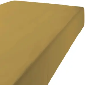 Les Ateliers du Linge Drap Housse uni Coton Gold 90 x 190 x 35 cm pas cher