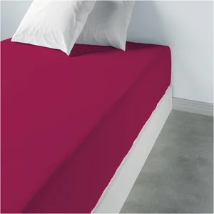 Les Ateliers du Linge Drap Housse uni Coton Cerise 140 x 190 x 35 cm pas cher