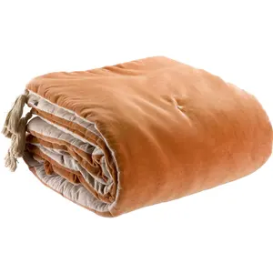 Vivaraise Edredon pompons Elise Rouille 80 x 180 cm pas cher