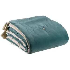 Vivaraise Edredon pompons Elise Vert de gris