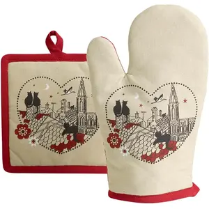 Comparateur de prix : Winkler Gant de cuisine/Manique Coeur Beige 18 x 28 Chats