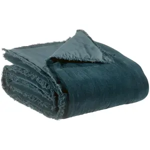 Vivaraise - Plaid en coton et polyester Fara 200 x 135 cm paon pas cher