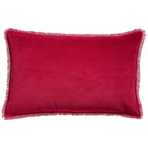 3S. x Home Maison Vivaraise Coussin uni Fara Rubis 40 x 65 pas cher