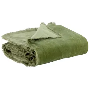 3S. x Home Maison Vivaraise Édredon uni Fara Olive 85 x 200