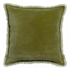 3S. x Home Maison Vivaraise Coussin uni Fara Olive 45 x 45 pas cher