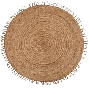 Nattiot Tapis Jute Rond Avec Fines Franges Abha Jute Naturelle