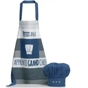 Comparateur de prix : SDE WINKLER - Set Tablier + Toque enfant Indigo - 100% coton - Petit Ange
