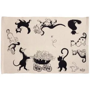 3S. x Home Maison Vivaraise Tapis Dubout Multi Chats Ecru 60 x 90