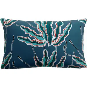 3S. x Home Maison Vivaraise Coussin imprimé Alga outdoor Indigo 30 x 50 pas cher