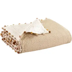 3S. x Home Maison Vivaraise Courtepointe uni Gastounet Sienne 180 x 180