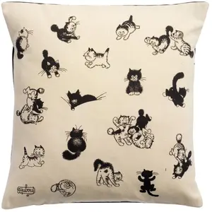 3S. x Home Coussin Dubout Les chatons Ecru pas cher