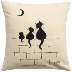 3S. x Home Coussin Dubout 3 chats Ecru pas cher