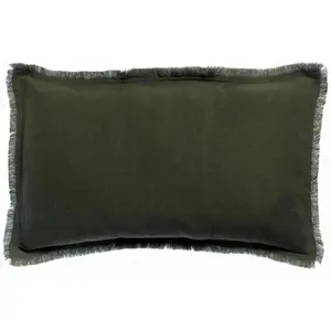 3S. x Home Maison Vivaraise Coussin uni Laly Olive 30 x 50 pas cher