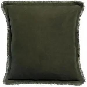 3S. x Home Maison Vivaraise Coussin uni Laly Olive 45 x 45