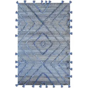 3S. x Home Maison Vivaraise Tapis Worgan denim Bleu/ivoire 120 x 180