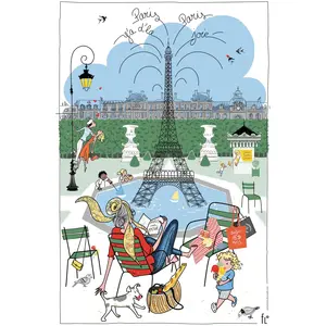 Torchon Les jardins parisiens blanc 48 x 72 cm Winkler pas cher