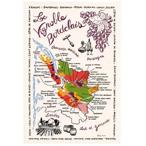 Comparateur de prix : T&B Maison TORCHONS & BOUCHONS-French Le Vignoble carte-Plaque de cuisine en coton