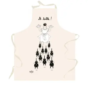 3S. x Home Tablier de cuisine rectangulaire en coton Les chats de Dubout pas cher