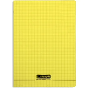 Calligraphe 18334C Un Cahier Agrafé Jaune (une Marque de Clairefontaine) - A4 21x29,7 cm - 96 Pages Petits Carreaux - Papier Blanc 90 g - Couverture Polypro Transparent