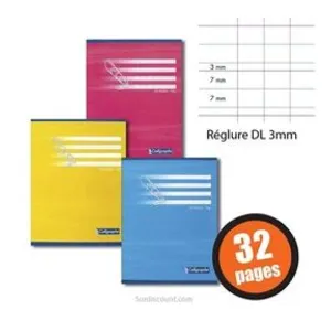 Clairefontaine Calligraphe Cahier Maternelle DL Double ligne 3mm 17x22cm 32 pages réglure pas cher